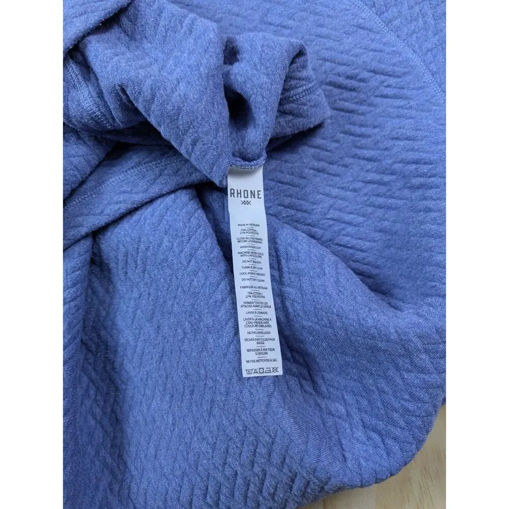 Rhone Men's XL Quilted Snap Pullover Blue Textured Side Zip